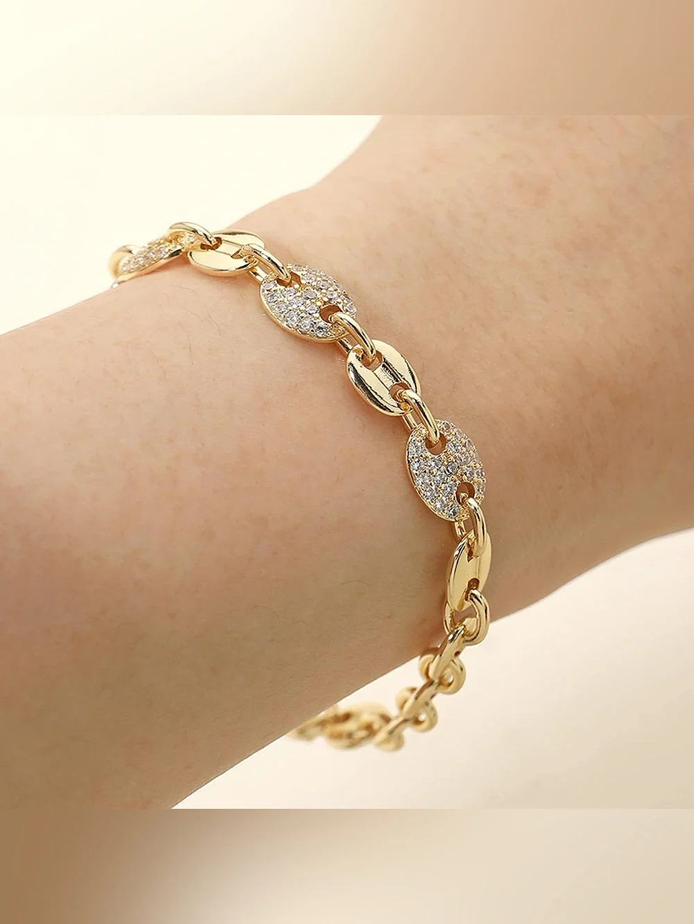 CZ Pave Mariner Link Chain Bracelet